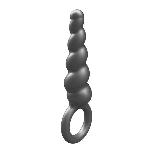 Grey screw-shaped anal plug with loop base from Toy Joy.