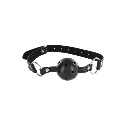 Black ball gag.