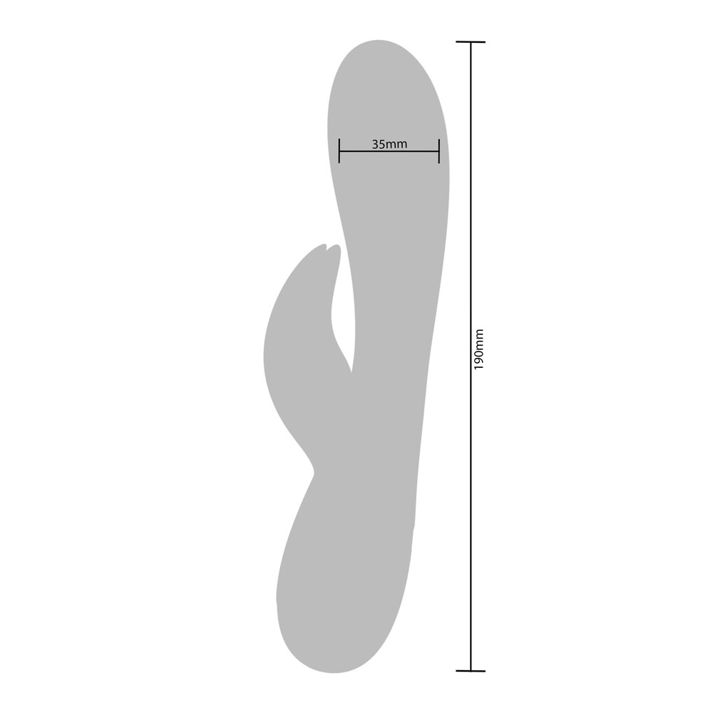 Diagram of Xocoon Rabbit Vibrator dimensions