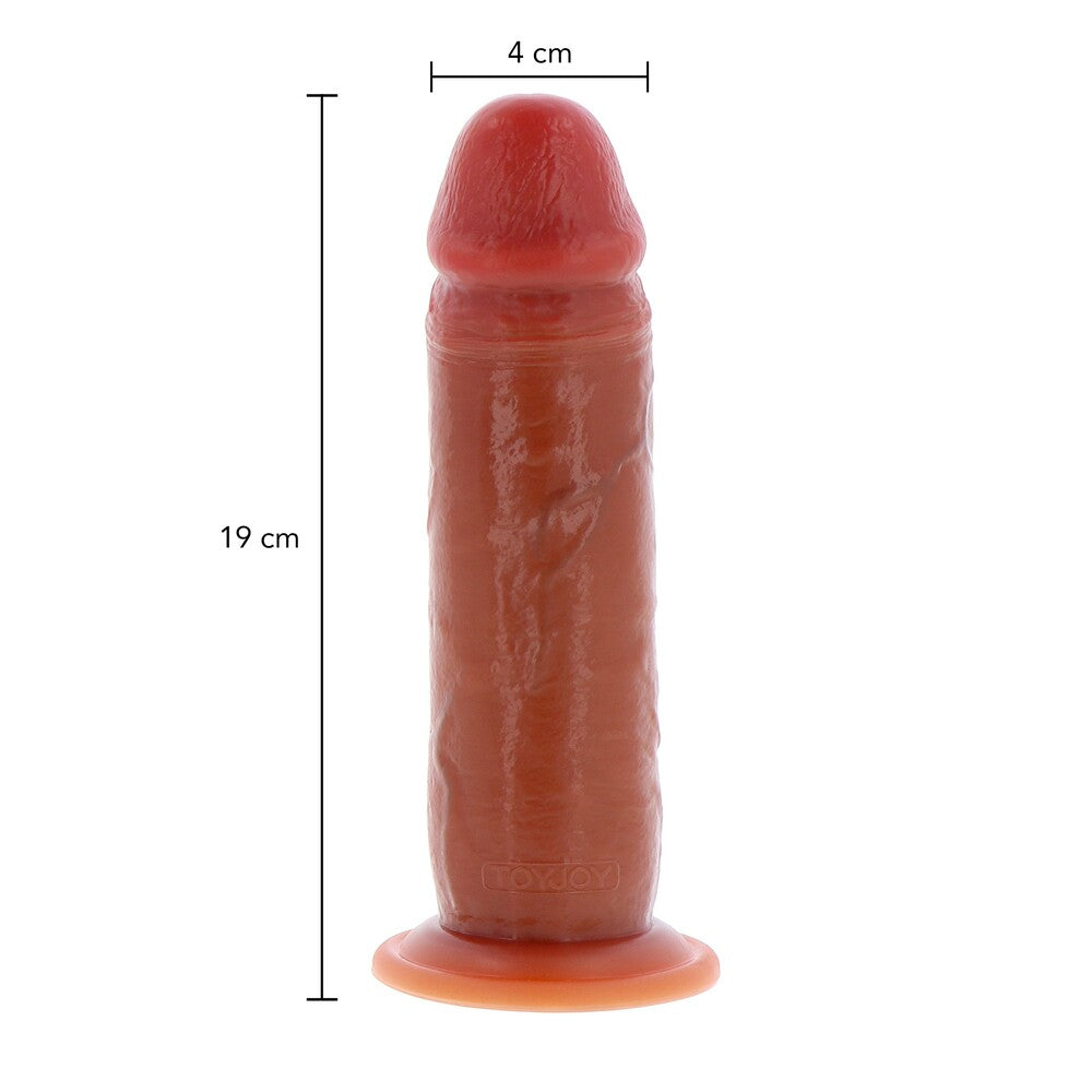 7. 5-inch silicone foreskin dong with dimensions shown