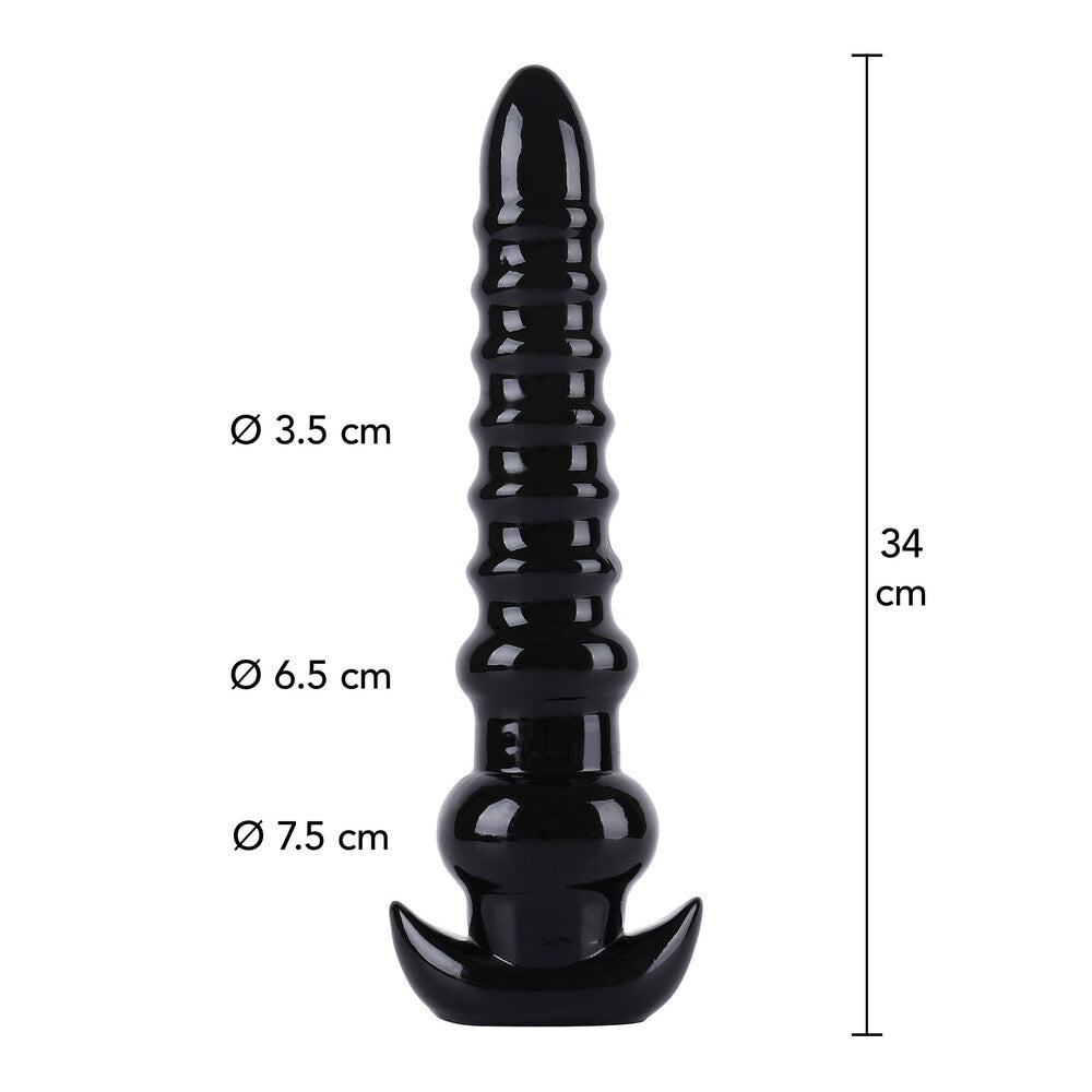 Black anal drill with measurements