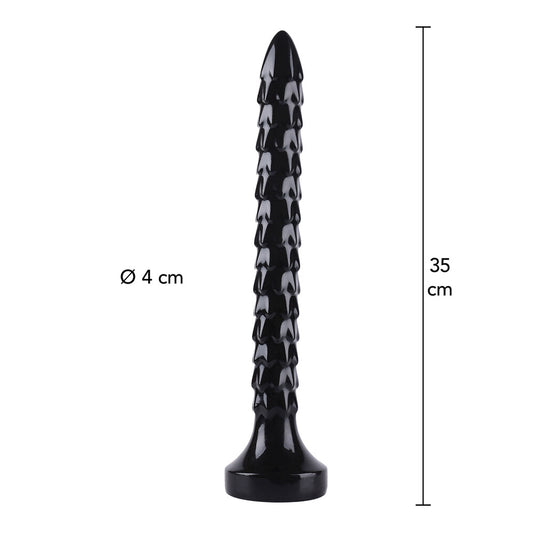Textured black anal snake plug.