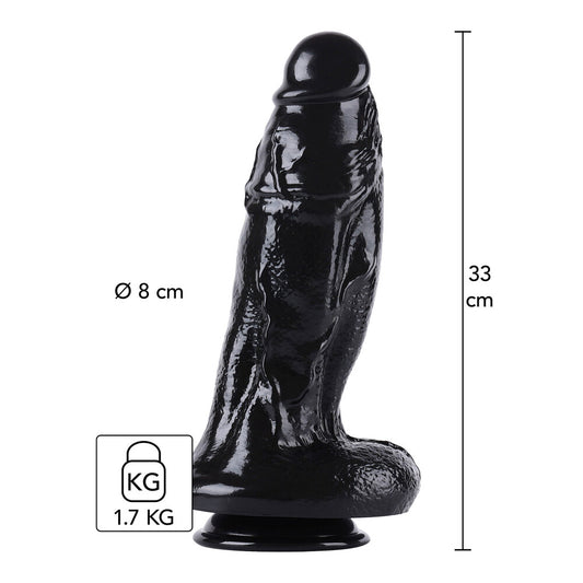 Black, Xtra Thick, 12.8 inch dildo with base.