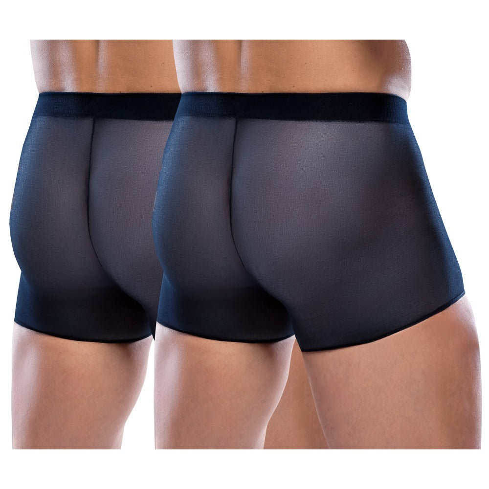 Men's black, sheer revealing boxers.