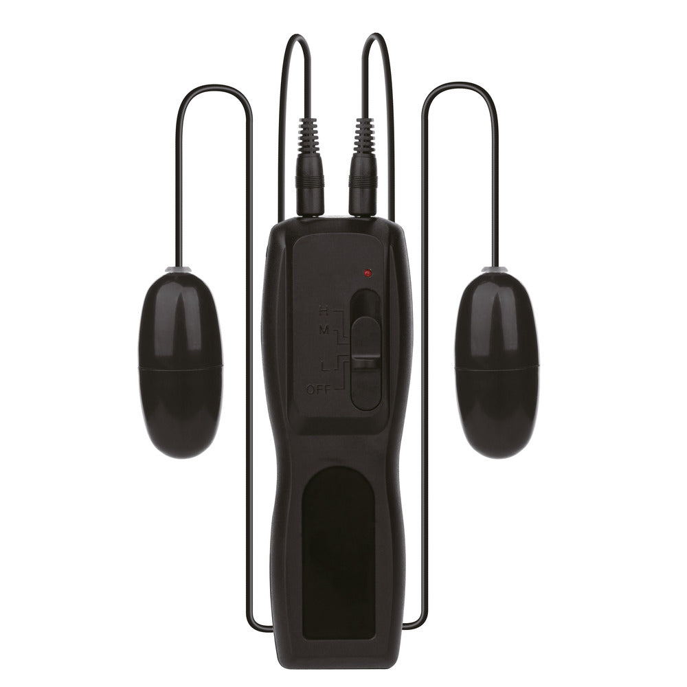 Black Kegel balls with controller for pelvic floor exercise.