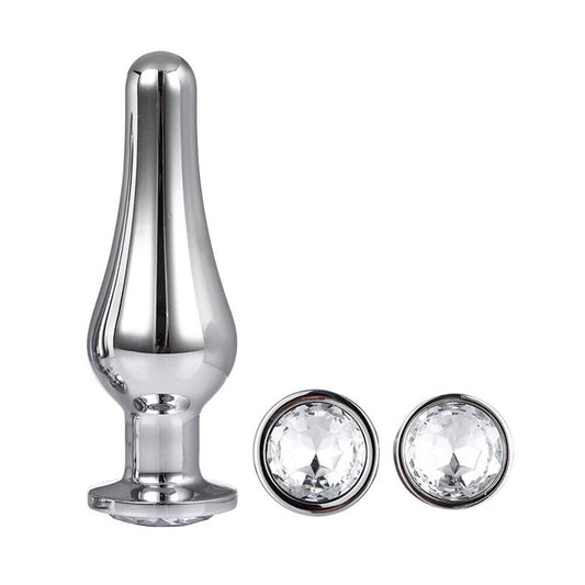 Silver butt plug set with jewel plugs
