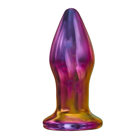 Rainbow iridescent glass butt plug