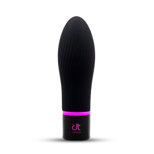Dream Toys' chic black vibe, ribbed for extra pleasure, with a cheeky pink accent. Pleasure awaits.
