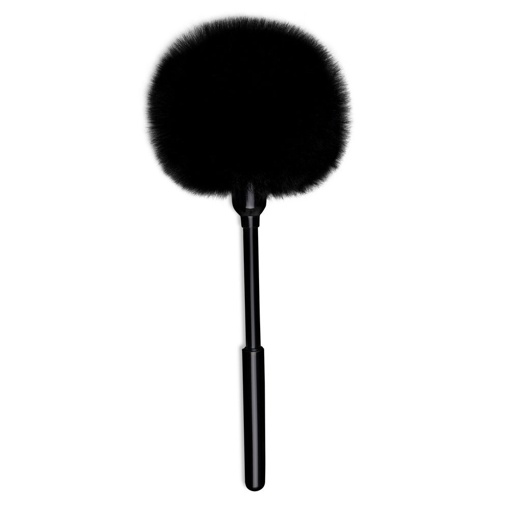 Black fur tickler wand for sensual play.