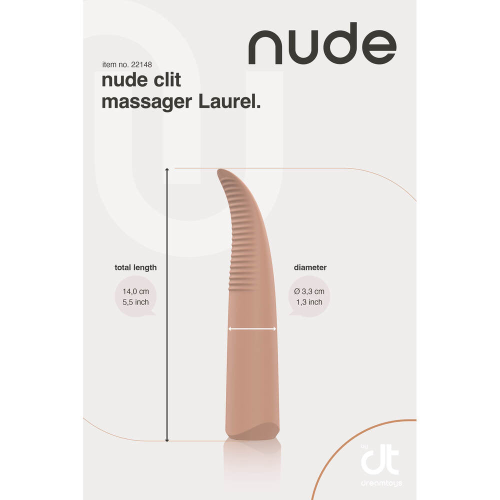 Nude Laurel Clit Massager from Dream Toys, showing measurements in centimetres and inches.