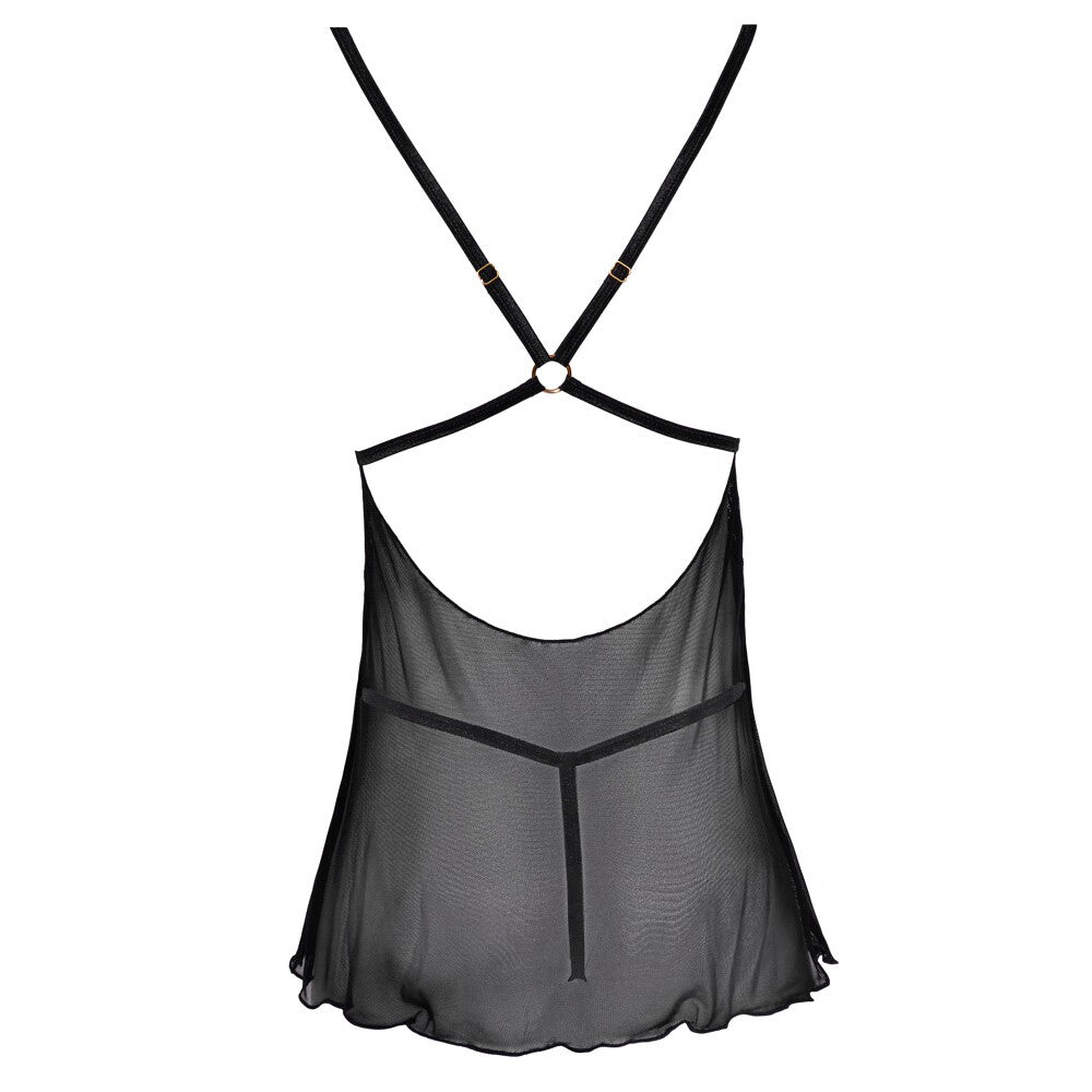 Sheer black babydoll lingerie.