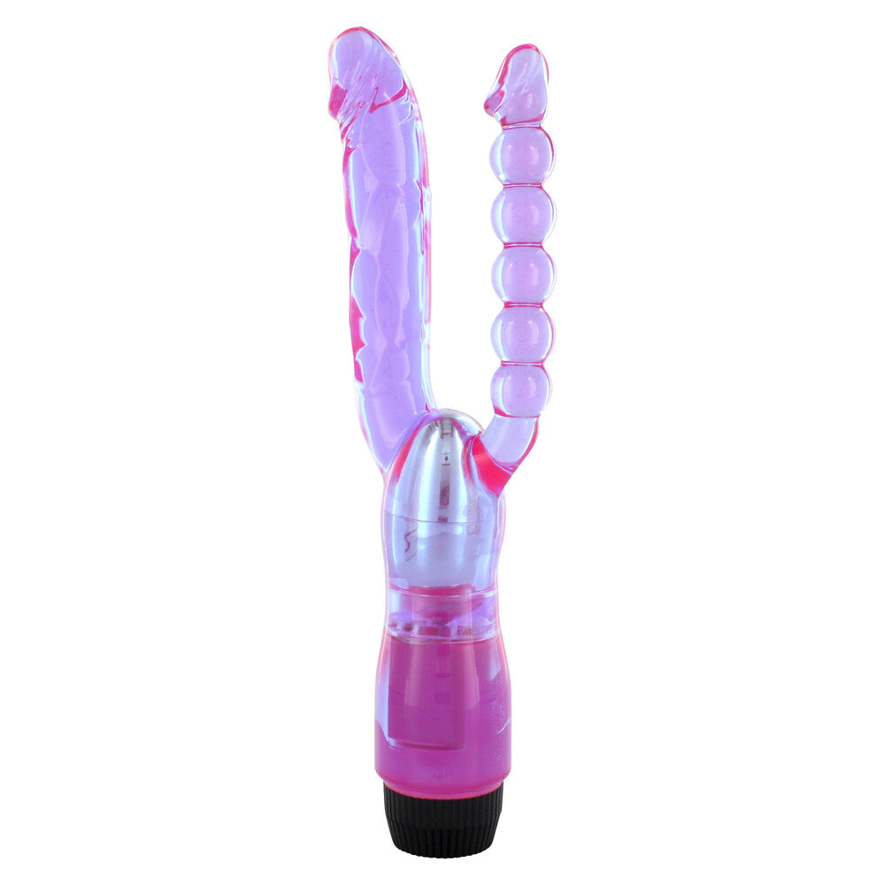 Double-ended vibrator for internal and external pleasure