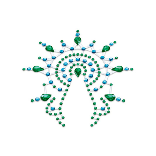 Green & blue bejewelled nipple pasties