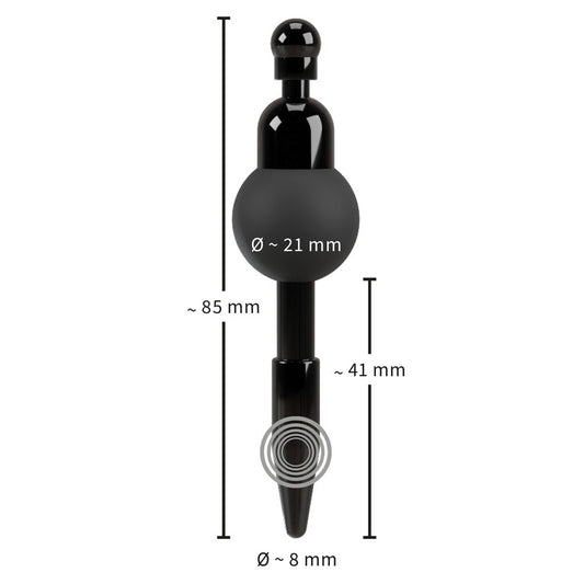 You2Toys vibrating penis plug diagram with measurements.