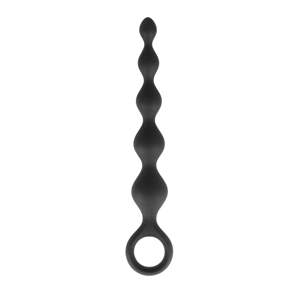 Black silicone beaded anal pleasure toy