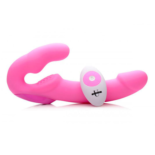 Pink Strap U strapless vibrating strap on with remote.