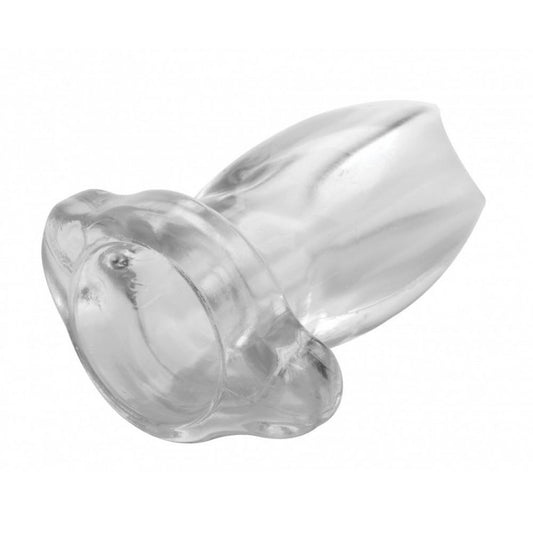 Clear, hollow anal plug.
