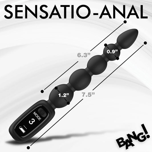 Silicone anal beads with dimensions for pleasure play.