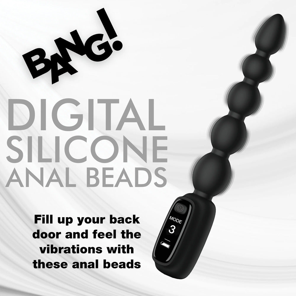 Play Hard Digital Silicone Anal Beads: black, beaded pleasure for intense thrills.