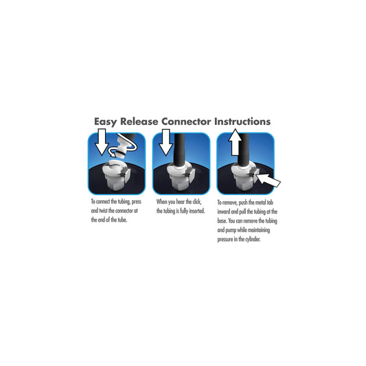 Easy release connector instructions for penis pump tubing.