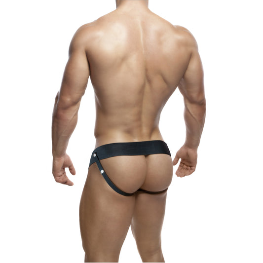 Man in black jockstrap