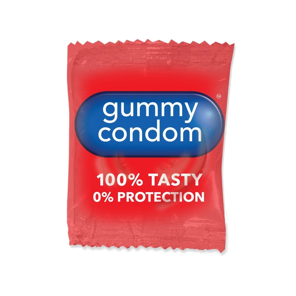 Novelty gummy condom sweet.