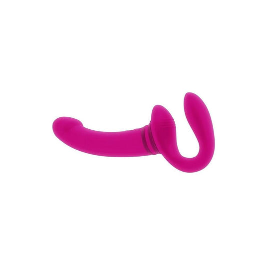 Pink dual vibrator sex toy for shared pleasure.
