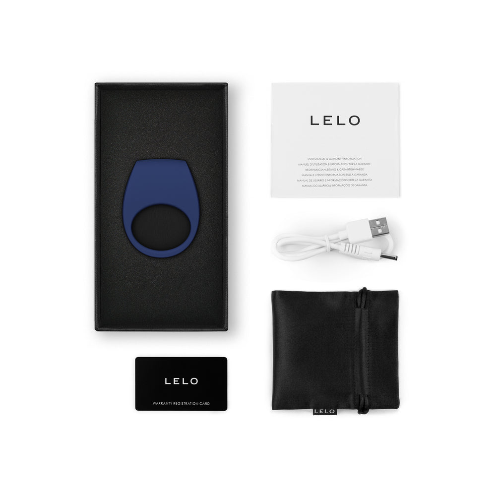 Lelo Tor 3 contents: ring in case, manual, charger, pouch and warranty.