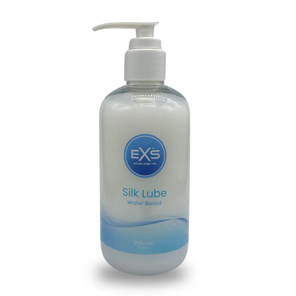 EXS Silk Lube 250ml. Water-based personal lubricant in a clear bottle with a pump. Ready for some silky smooth fun?