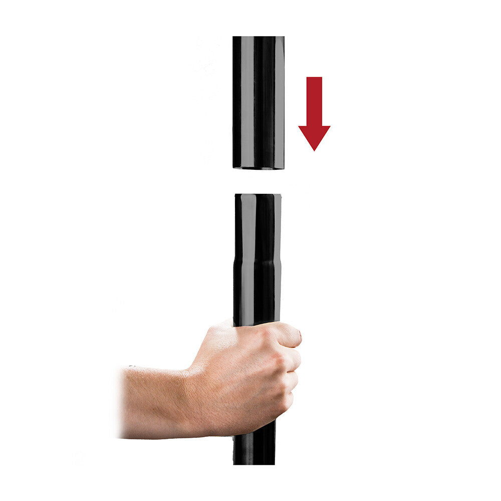 Ouch Black Dance Pole assembly. Connect the pole sections together.