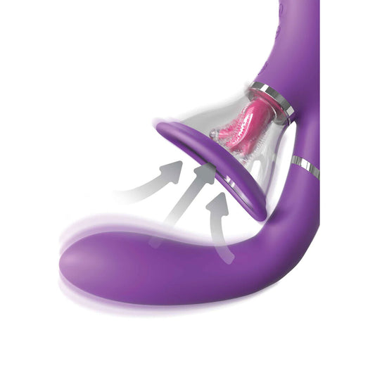 Purple clitoral stimulator with pulsating sleeve for ultimate pleasure.