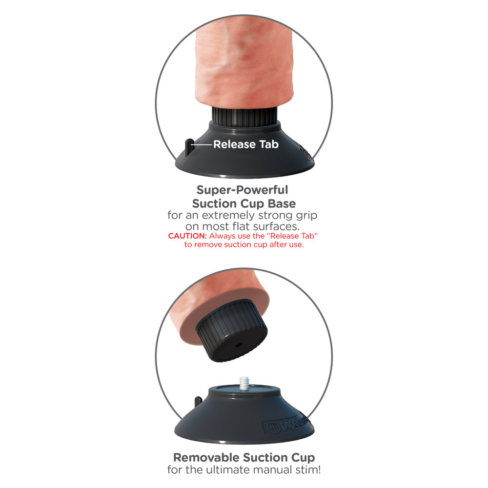Suction cup base features for King Cock Vibrating With Balls 9 Inches toy from PipeDream.