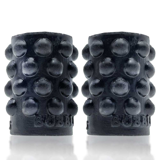 Black Oxballs Prowler Bubbles cock rings with textured balls.