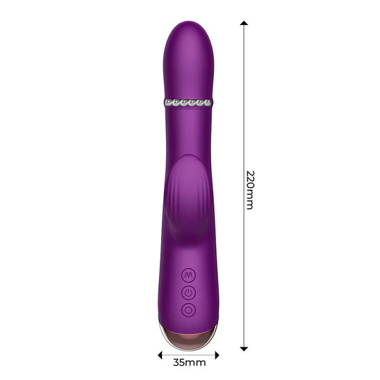 Purple Rabbit Vibrator with Dimensions