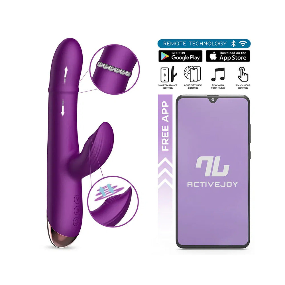 Purple rabbit vibrator with app connectivity.