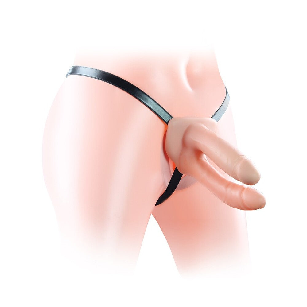 Lovetoy Unisex Hollow Double Strap-On - Dare to double the pleasure with this naughty dual dildo jockstrap.