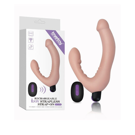 Lovetoy iJoy strapless strap-on vibrator with remote control, and packaging.