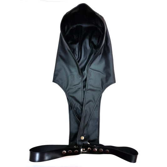 Black faux leather hoodie harness