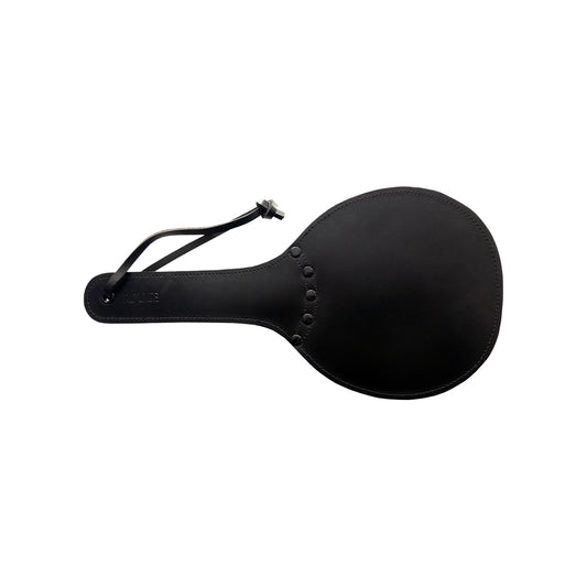 Rouge's black leather padded ping pong paddle for playful intimacy.