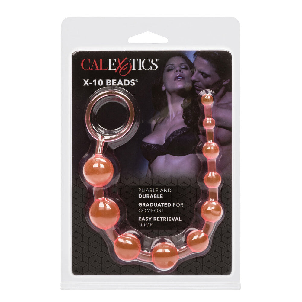 Rose-tinted anal beads with easy retrieval loop, adding a bit of cheeky fun to your night.