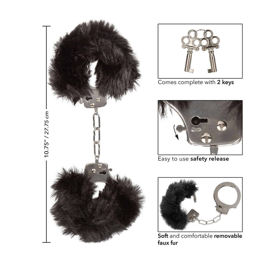 Black furry cuffs with keys and safety release