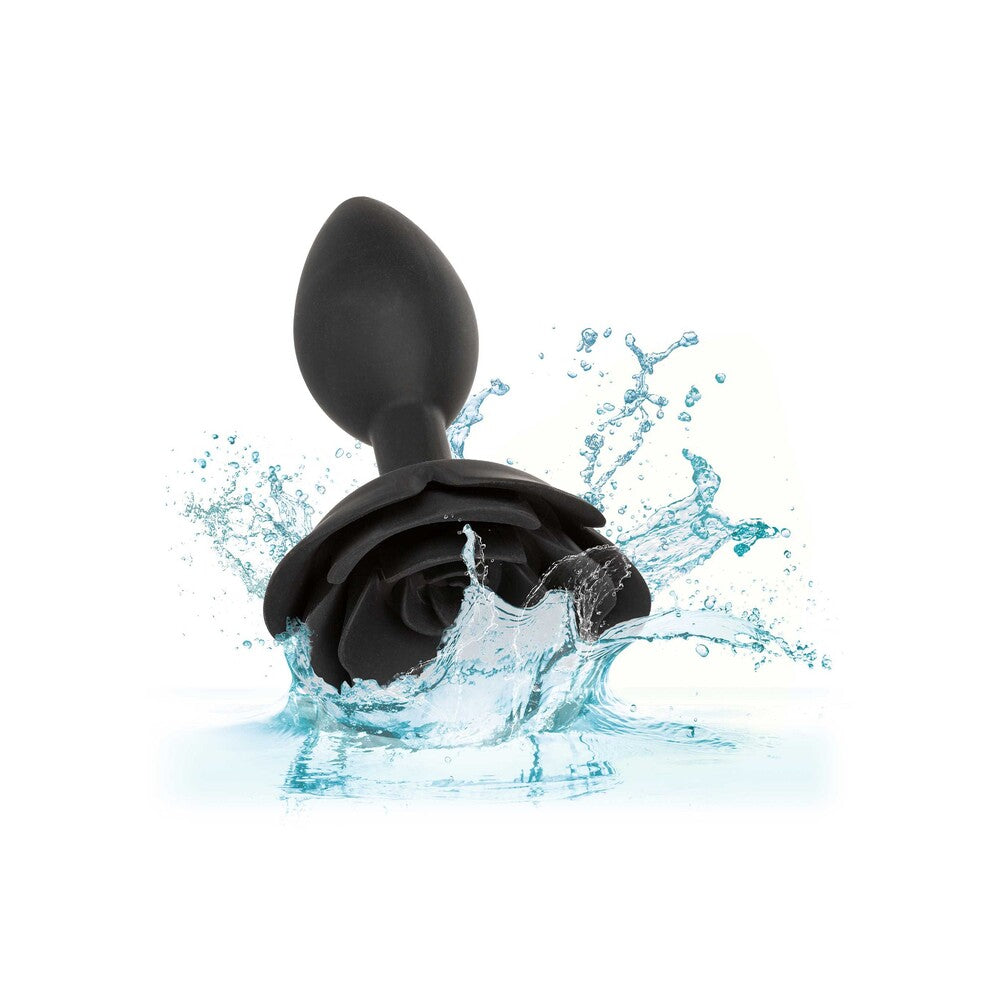 Black rose anal plug with water splash.