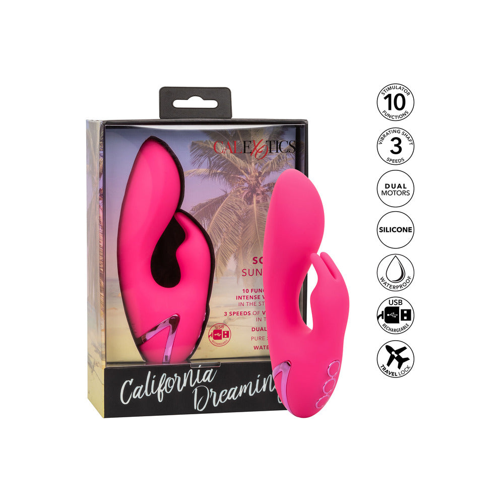 Escape to pleasure with the California Dreamin' dual vibe. Pink and playful, for solo escapades or shared Southern California bliss.