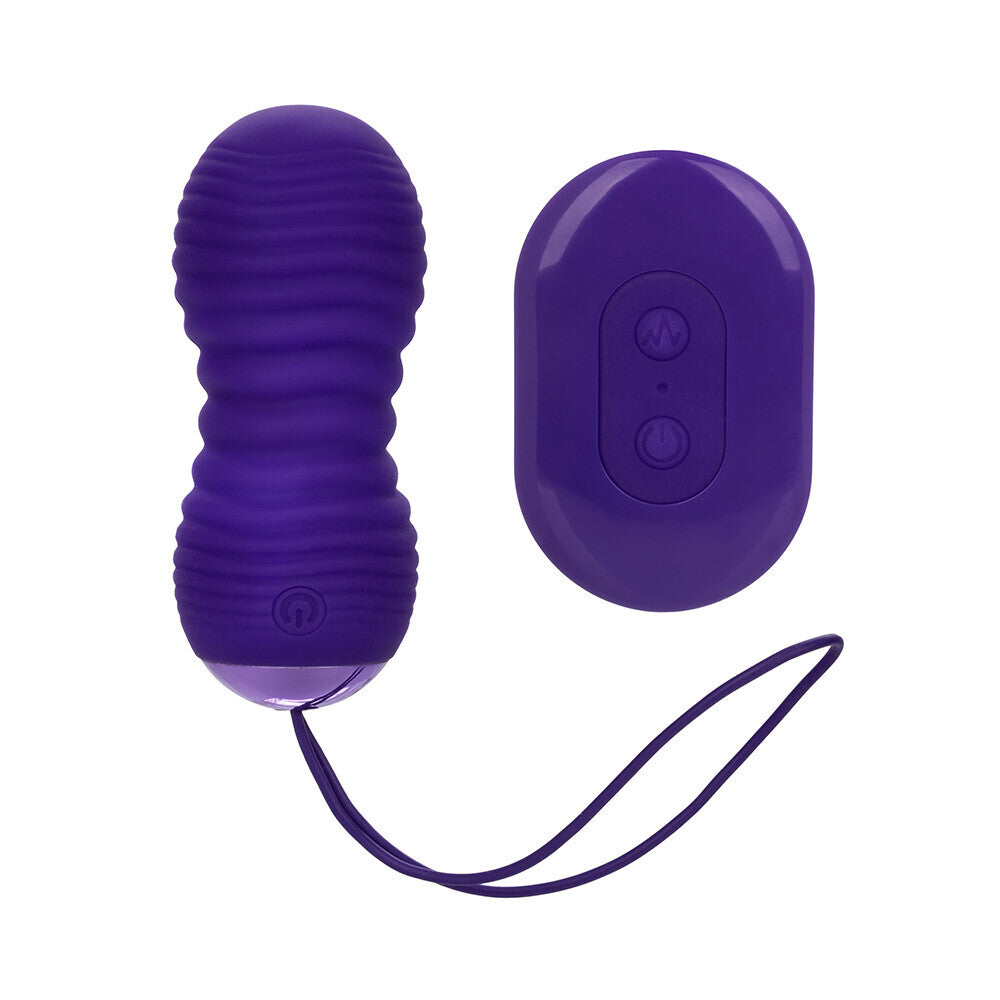 Purple ribbed bullet vibrator with remote control
