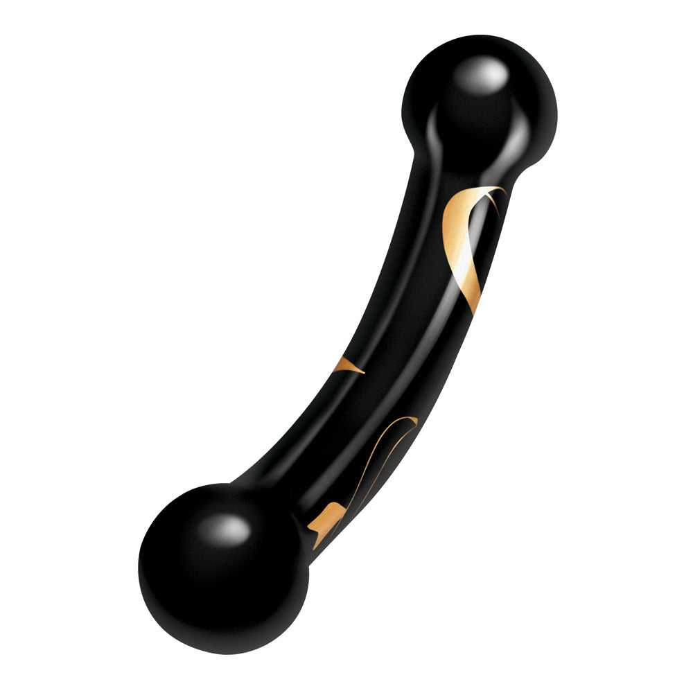 Black double ended dildo with gold accents