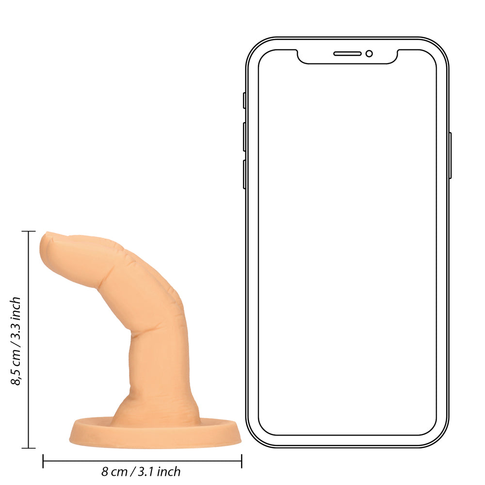 Finger dildo dimensions by phone outline.