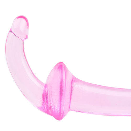 Pink strapless strap on dildo toy