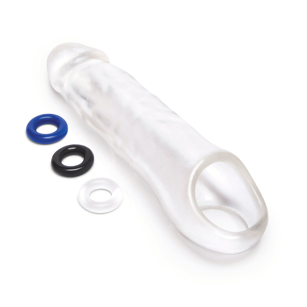 Clear penis extender with pleasure rings