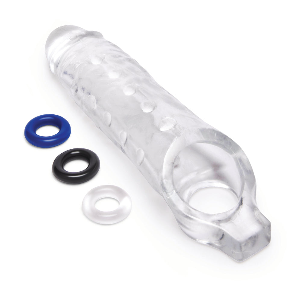 Clear penis extender with cock rings