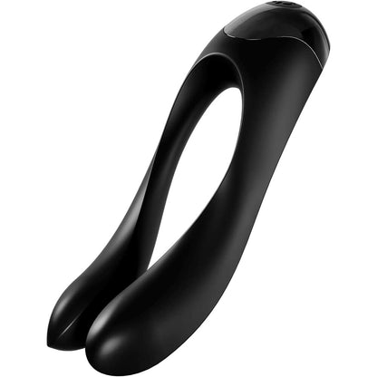 Black Satisfyer Candy Cane Finger Vibrator, inviting exploration and pleasure.